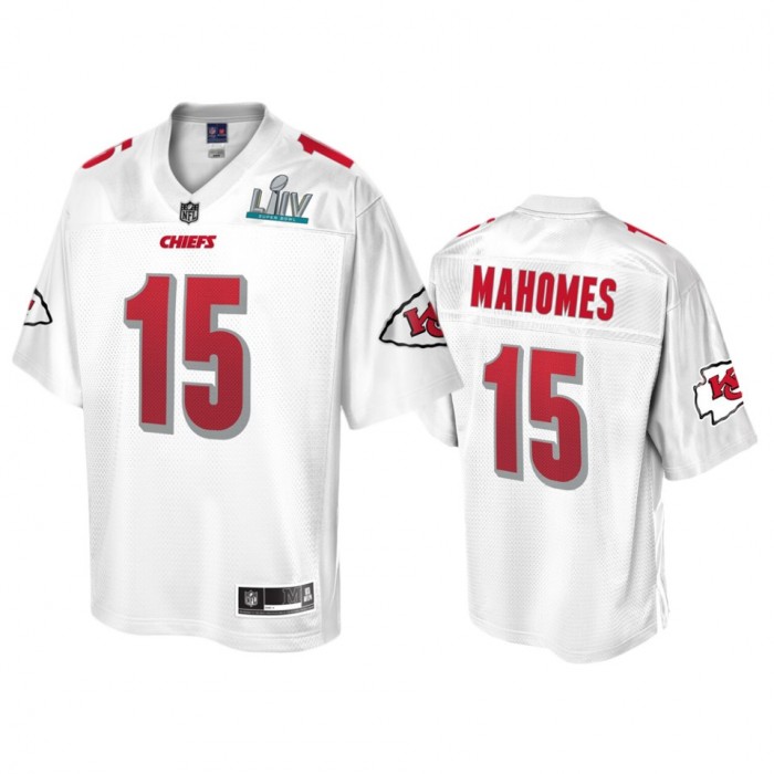 Kansas City Chiefs #15 Patrick Mahomes White Super Bowl LIV Golden Edition  Limited Stitched NFL Jersey in 2023
